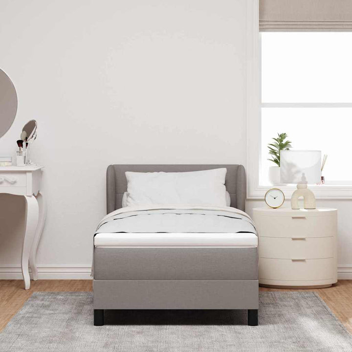 Box spring seng med hovedgærde Gråbrun 90 x 200 cm Stof