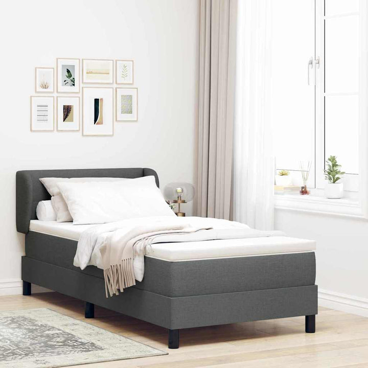 Box spring seng med hovedgærde Mørkegrå 100 x 200 cm Stof