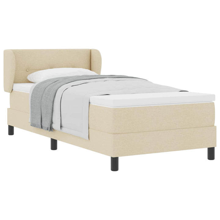Box spring seng med hovedgærde Creme 100 x 200 cm Stof