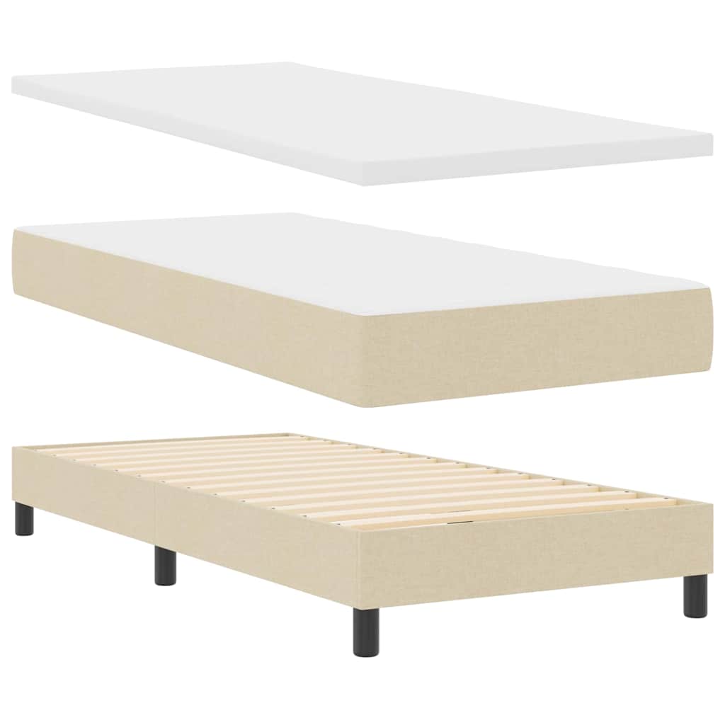Box spring seng med hovedgærde Creme 100 x 200 cm Stof