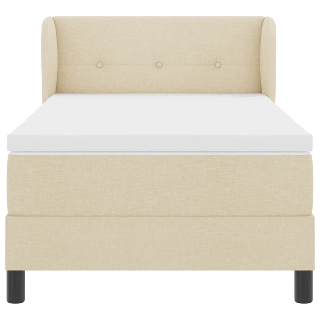 Box spring seng med hovedgærde Creme 100 x 200 cm Stof