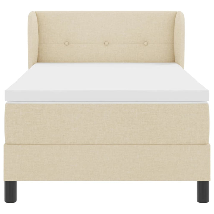 Box spring seng med hovedgærde Creme 100 x 200 cm Stof