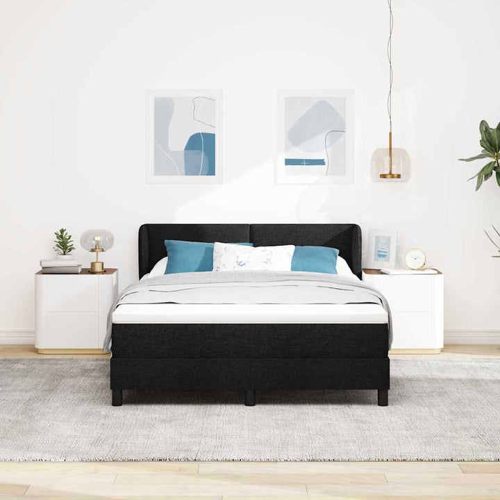 Box spring seng med madras Sort 140 x 200 cm Stof