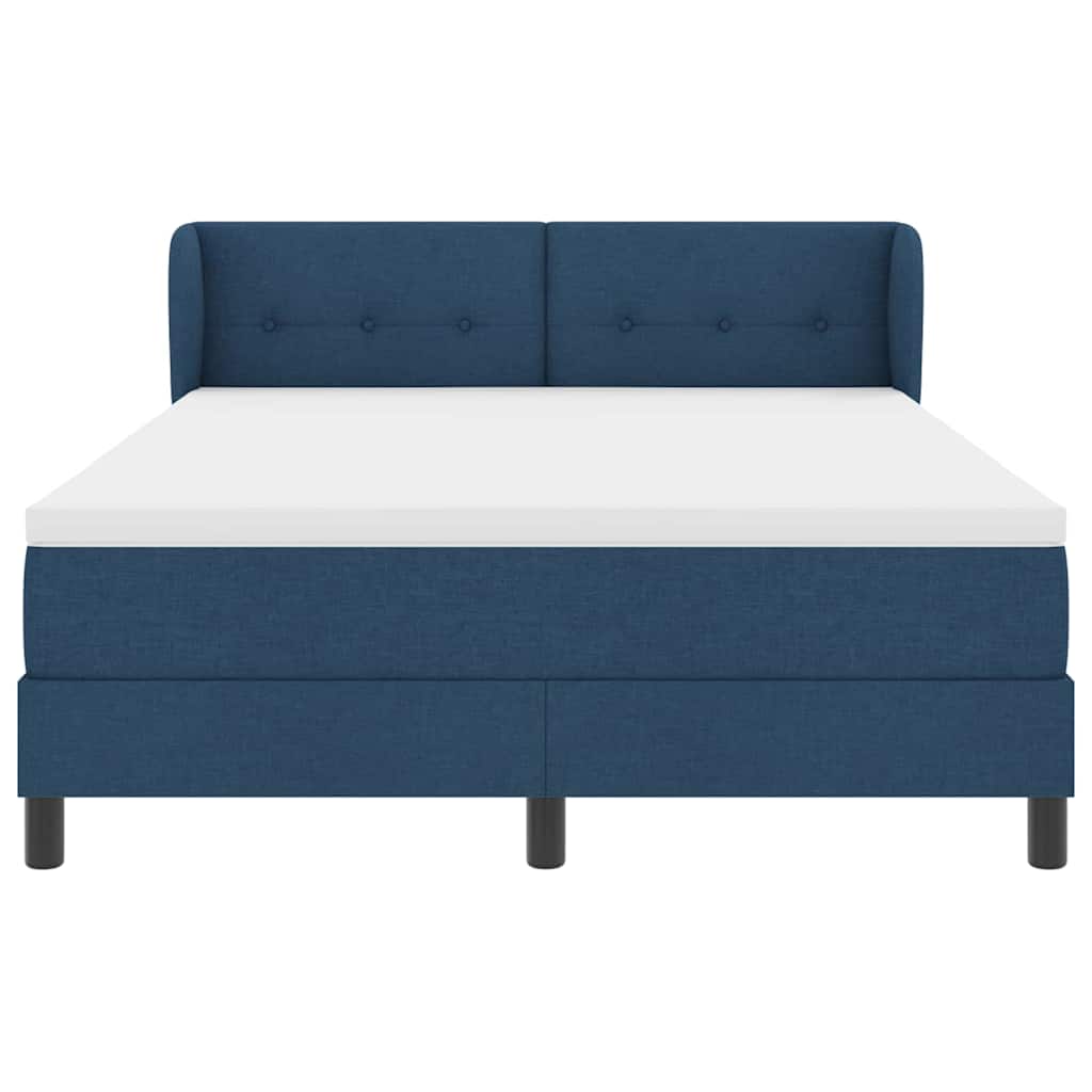 Box spring seng med madras med hovedgærde Blå 160 x 200 cm Stof