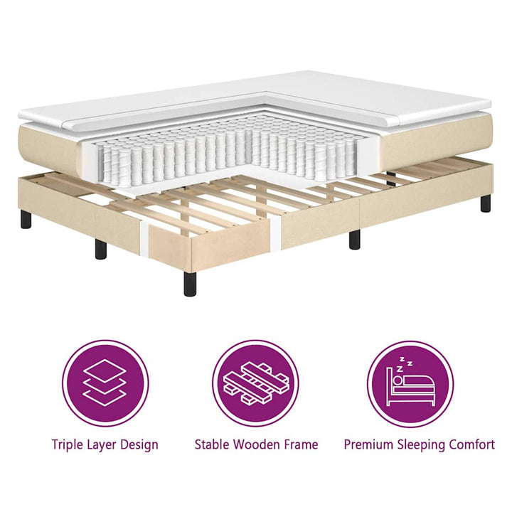 Box spring seng med madras Creme 180 x 200 cm Stof