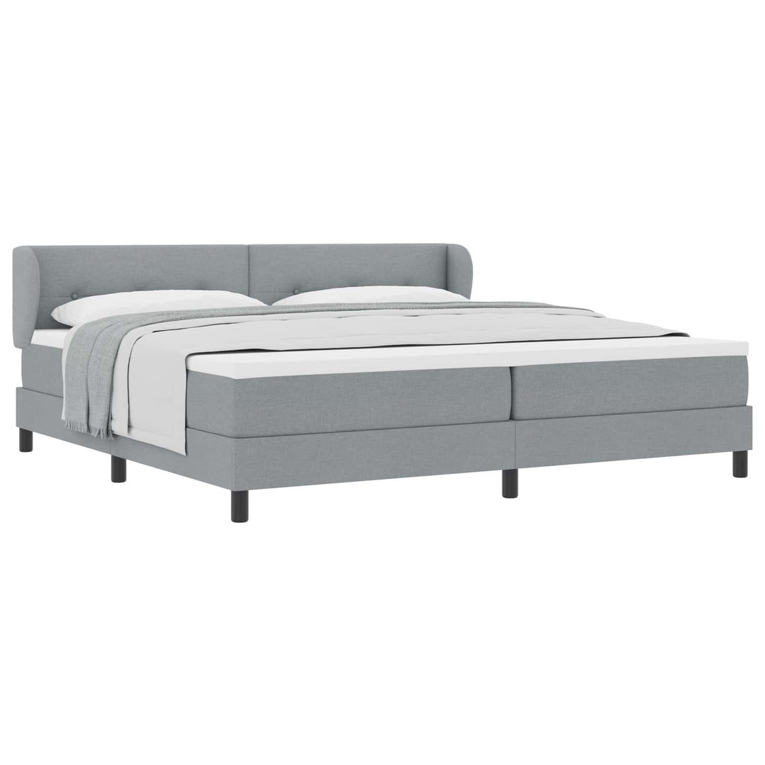 Box spring seng med hovedgærde Lysegrå 200 x 200 cm Stof