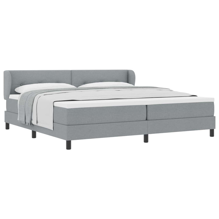 Box spring seng med hovedgærde Lysegrå 200 x 200 cm Stof