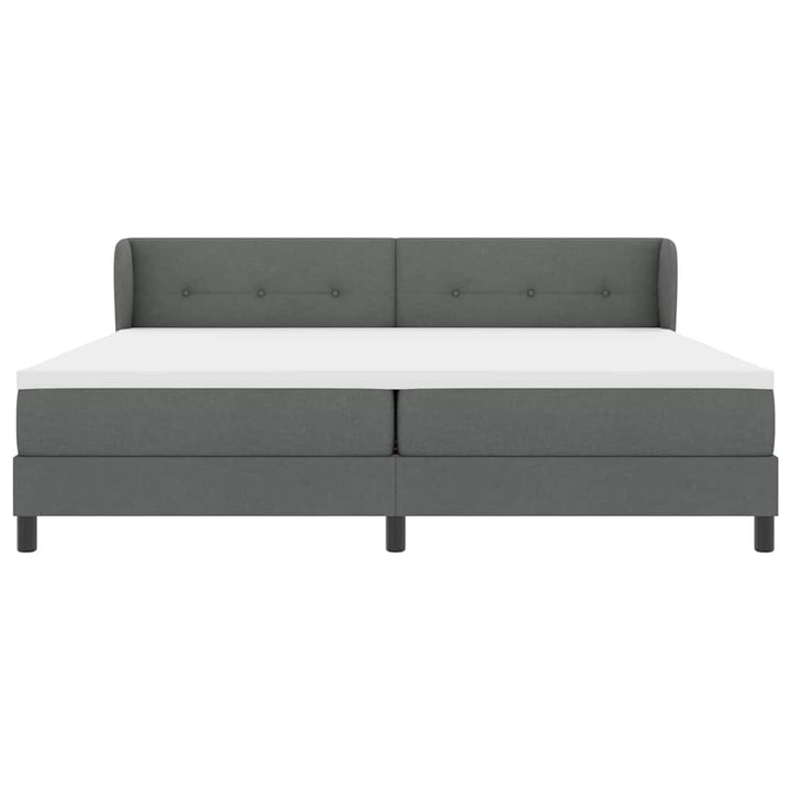 Box spring seng med hovedgærde Mørkegrå 200 x 200 cm Stof