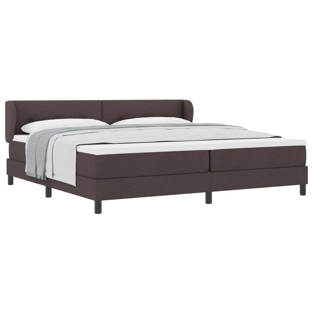 Box spring seng med hovedgærde Mørk Brun 200 x 200 cm Stof