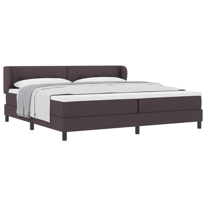 Box spring seng med hovedgærde Mørk Brun 200 x 200 cm Stof