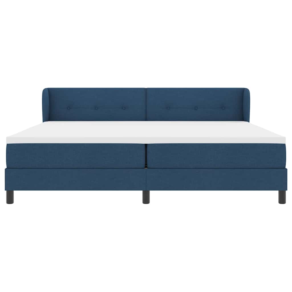 Box spring seng med madras med hovedgærde Blå 200 x 200 cm Stof