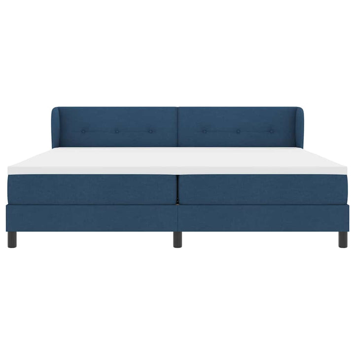 Box spring seng med madras med hovedgærde Blå 200 x 200 cm Stof