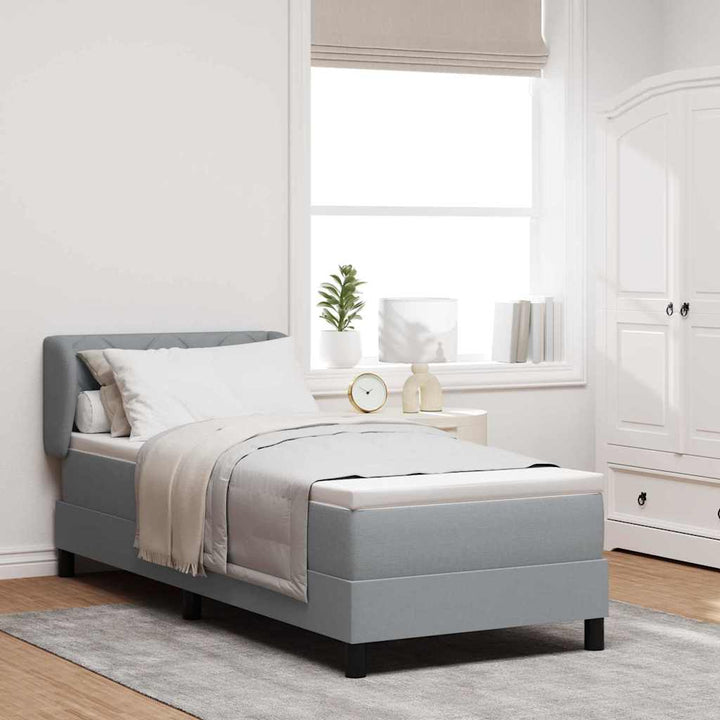 Box spring seng med madras Lysegrå 80 x 200 cm Stof