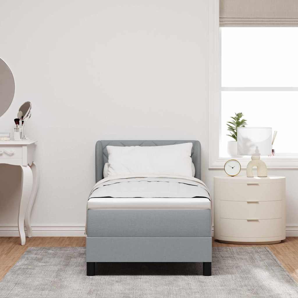 Box spring seng med madras Lysegrå 80 x 200 cm Stof