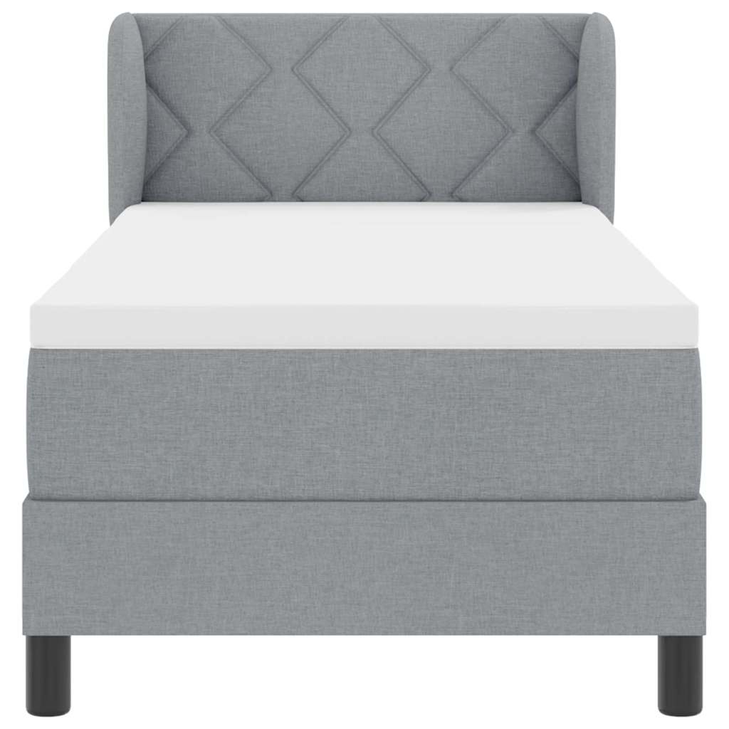 Box spring seng med madras Lysegrå 80 x 200 cm Stof