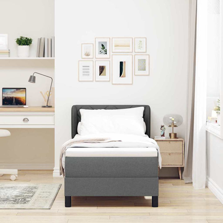 Box spring seng med madras Mørkegrå 80 x 200 cm Stof