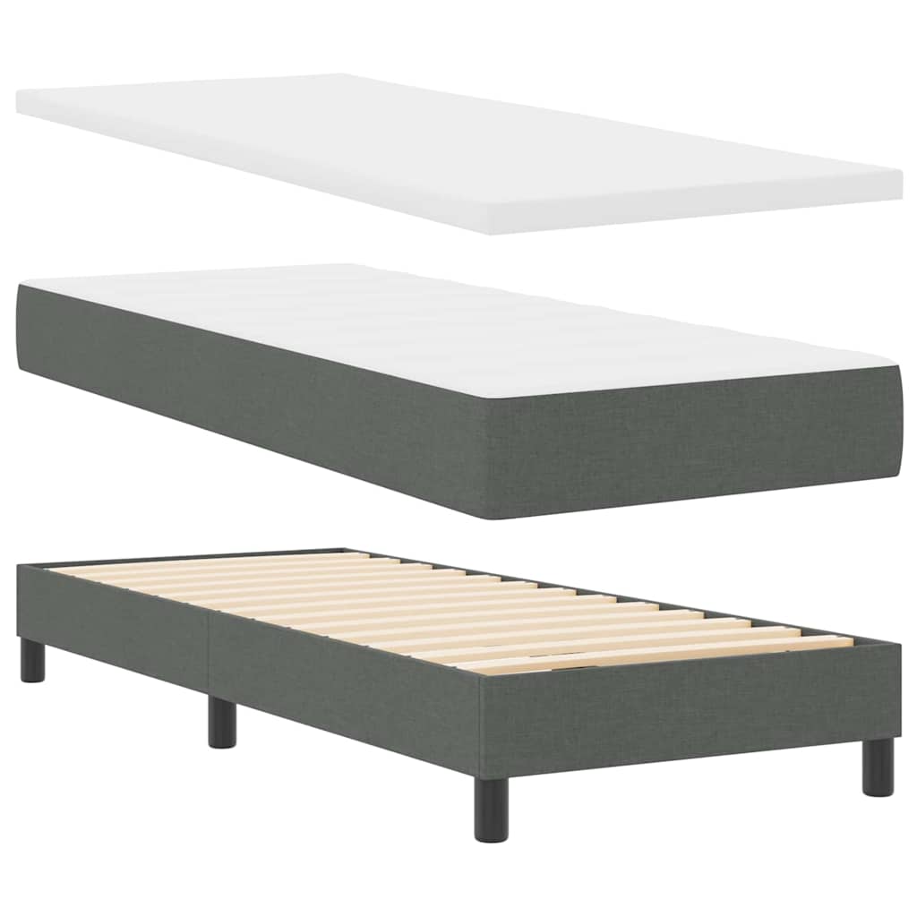 Box spring seng med madras Mørkegrå 80 x 200 cm Stof