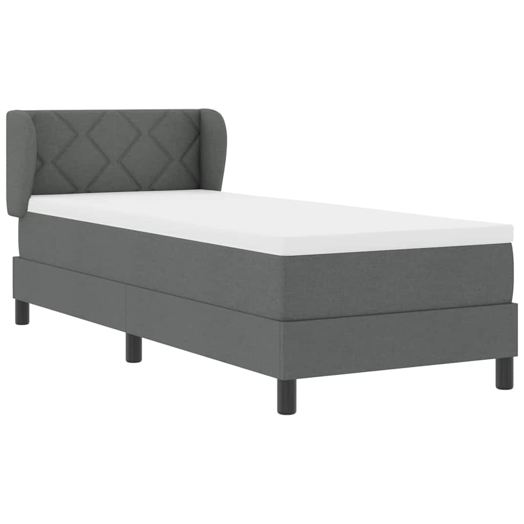 Box spring seng med madras Mørkegrå 80 x 200 cm Stof