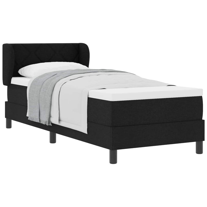 Box spring seng med madras med hovedgærde Sort 80 x 200 cm Stof