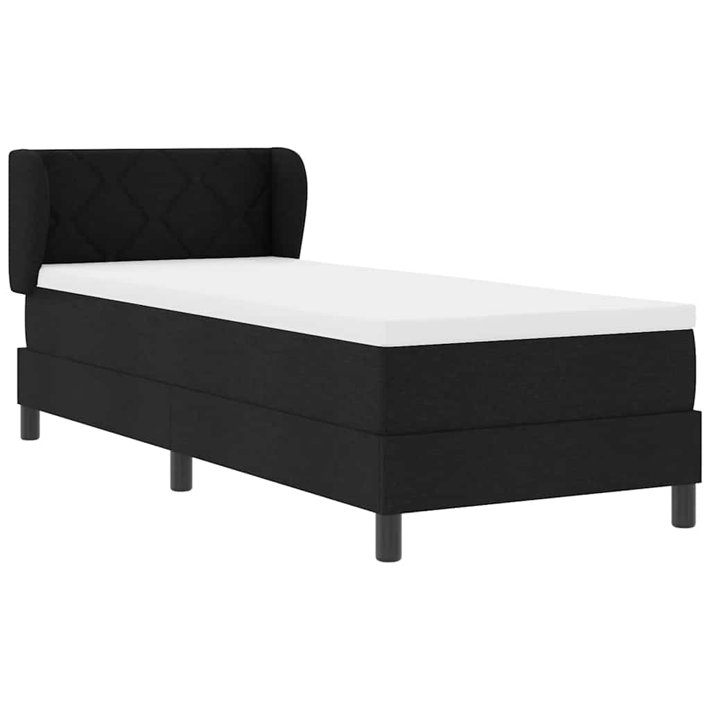 Box spring seng med madras med hovedgærde Sort 80 x 200 cm Stof