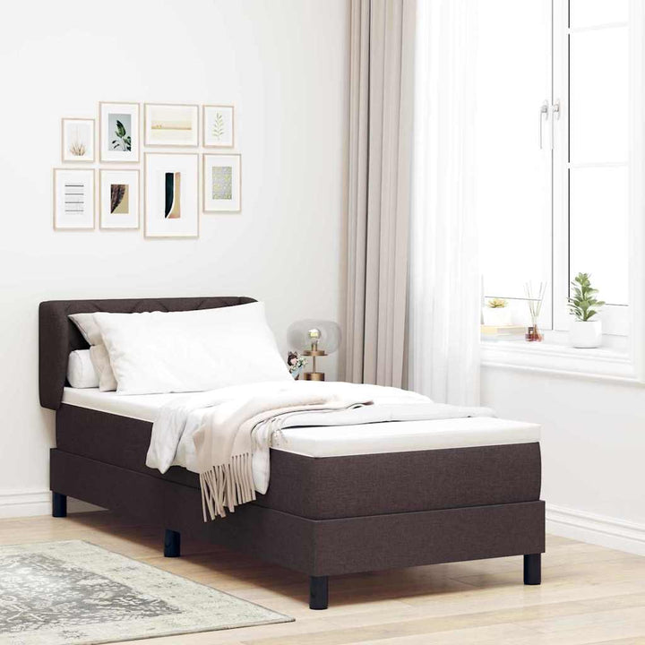 Box spring seng med madras Mørk Brun 80 x 200 cm Stof