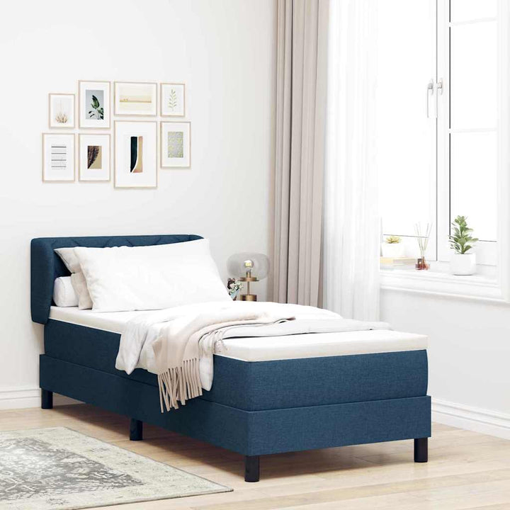 Box spring seng med madras med hovedgærde Blå 80 x 200 cm Stof