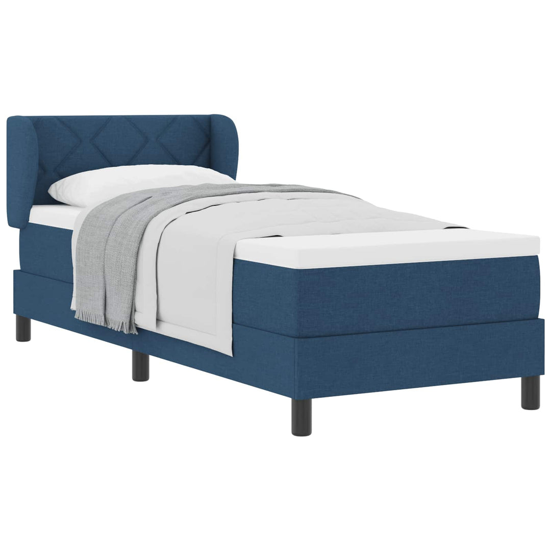 Box spring seng med madras med hovedgærde Blå 80 x 200 cm Stof