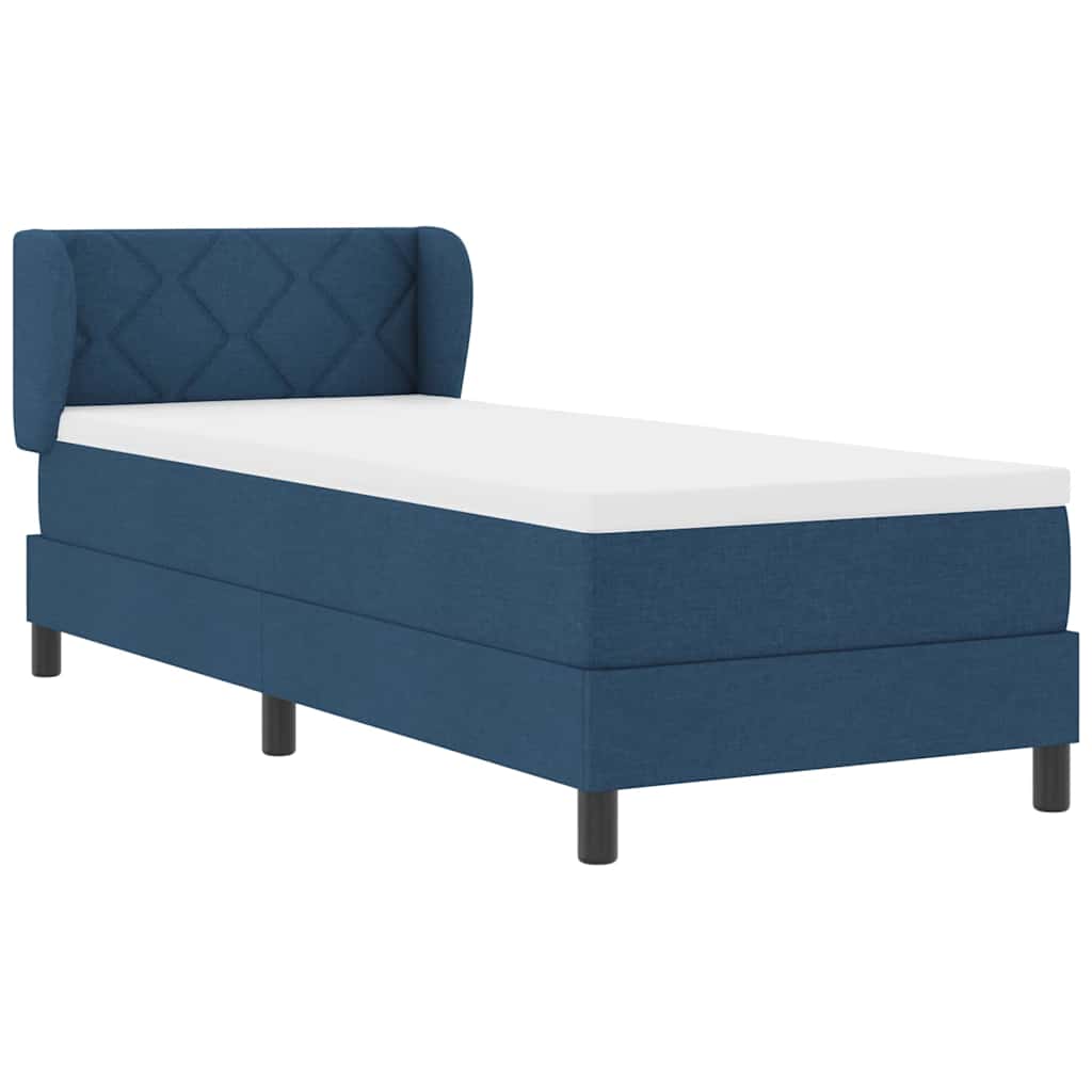 Box spring seng med madras med hovedgærde Blå 80 x 200 cm Stof