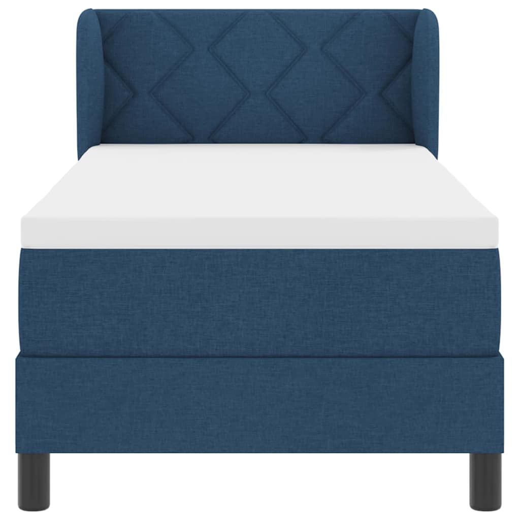 Box spring seng med madras med hovedgærde Blå 80 x 200 cm Stof