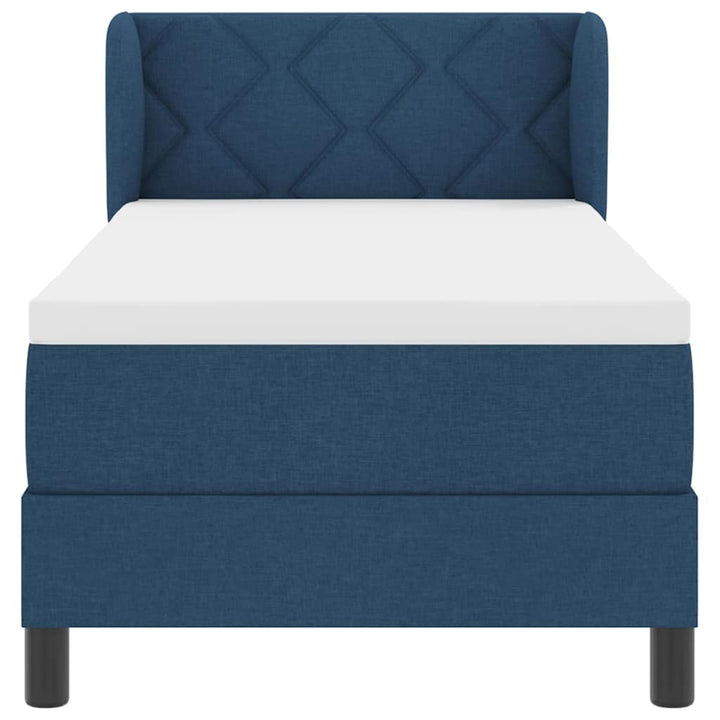 Box spring seng med madras med hovedgærde Blå 80 x 200 cm Stof