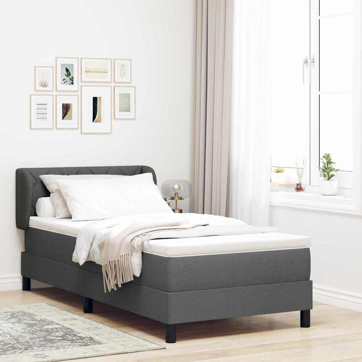 Box spring seng med madras Mørkegrå 90 x 190 cm Stof