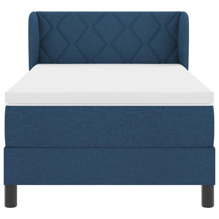 Box spring seng med madras med hovedgærde Blå 90 x 190 cm Stof