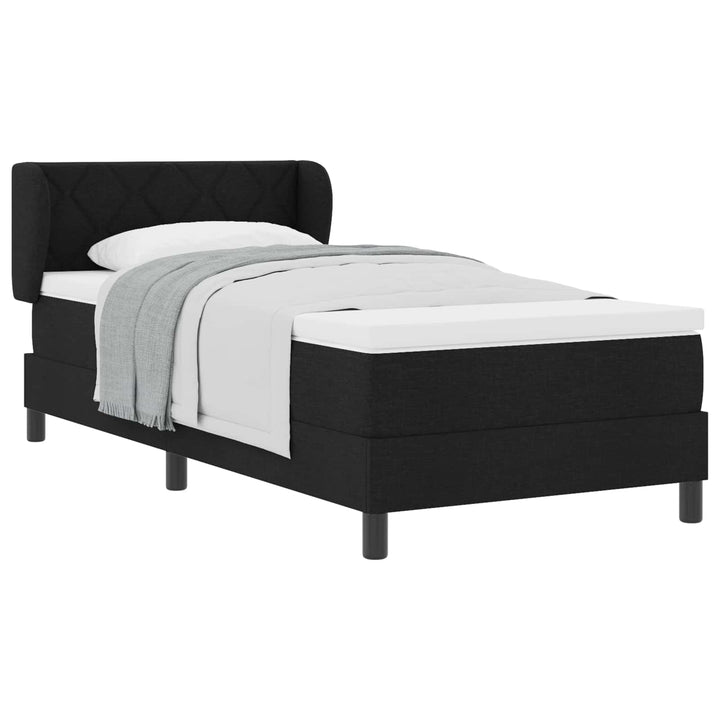 Box spring seng med madras med hovedgærde Sort 90 x 200 cm Stof