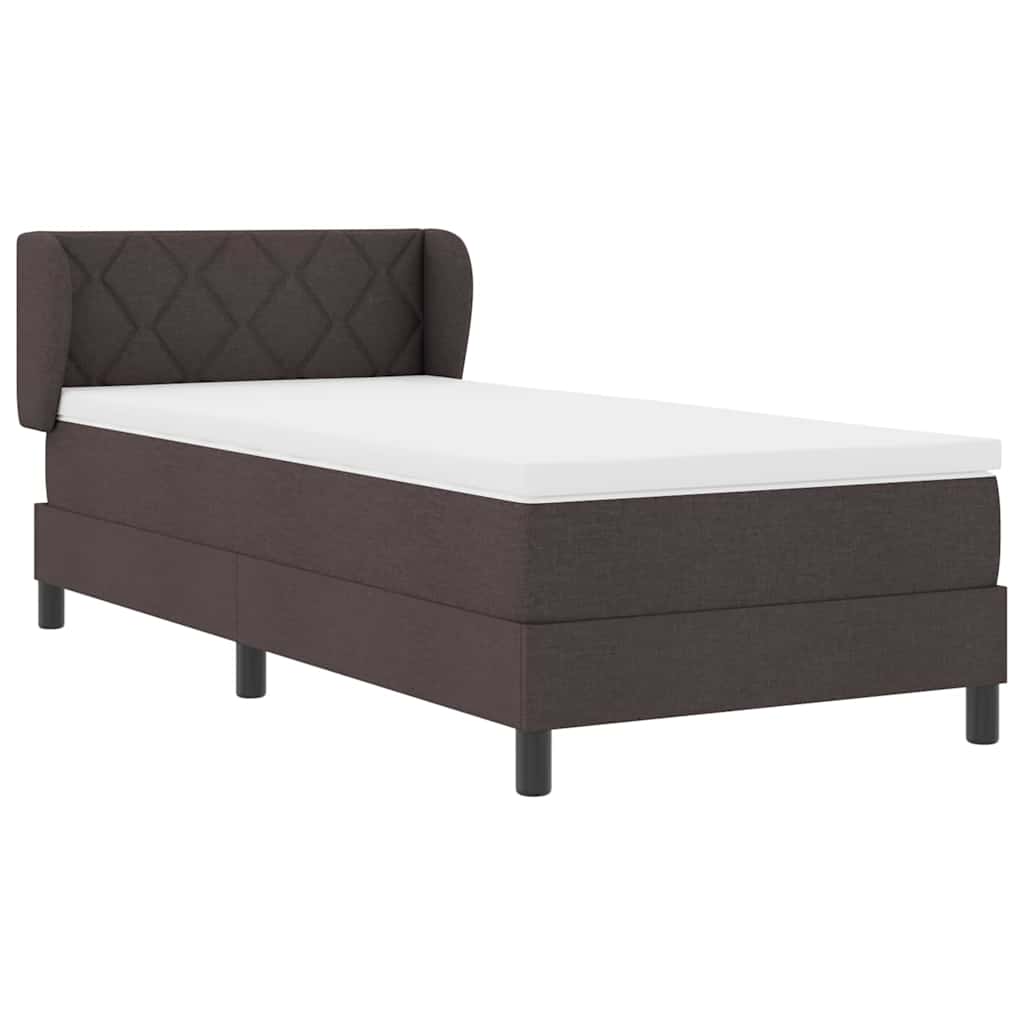 Box spring seng med madras Mørk Brun 90 x 200 cm Stof