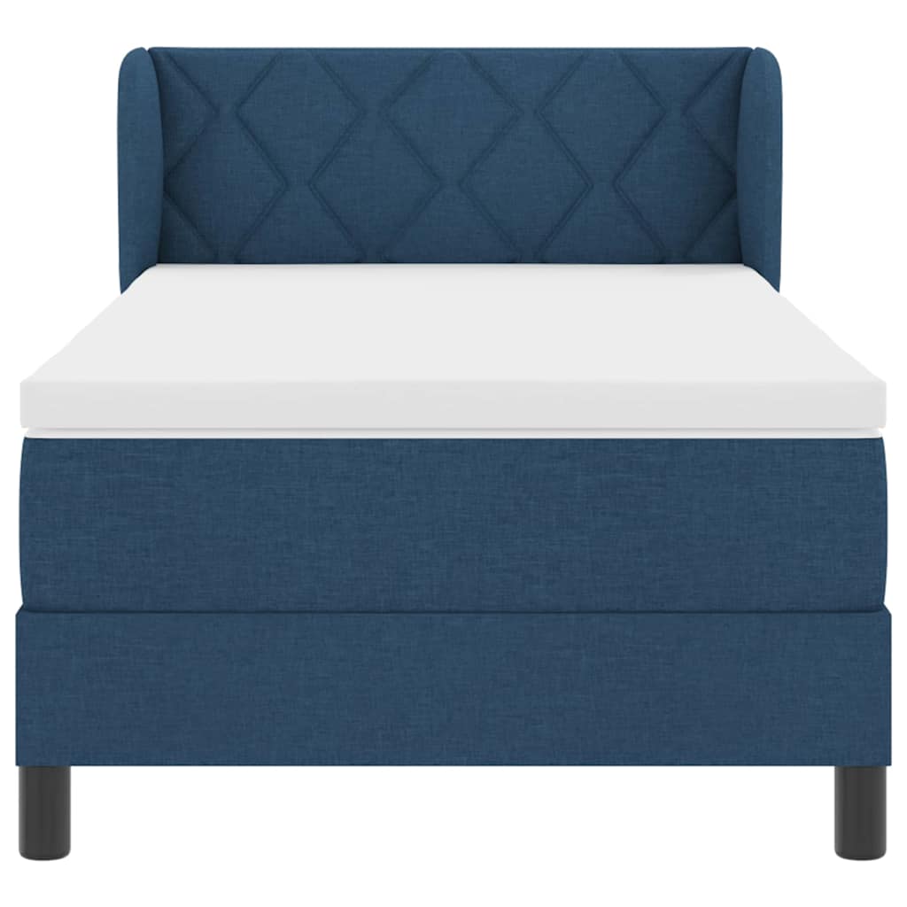 Box spring seng med madras med hovedgærde Blå 90 x 200 cm Stof