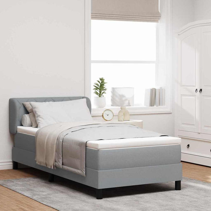 Box spring seng med hovedgærde Lysegrå 100 x 200 cm Stof