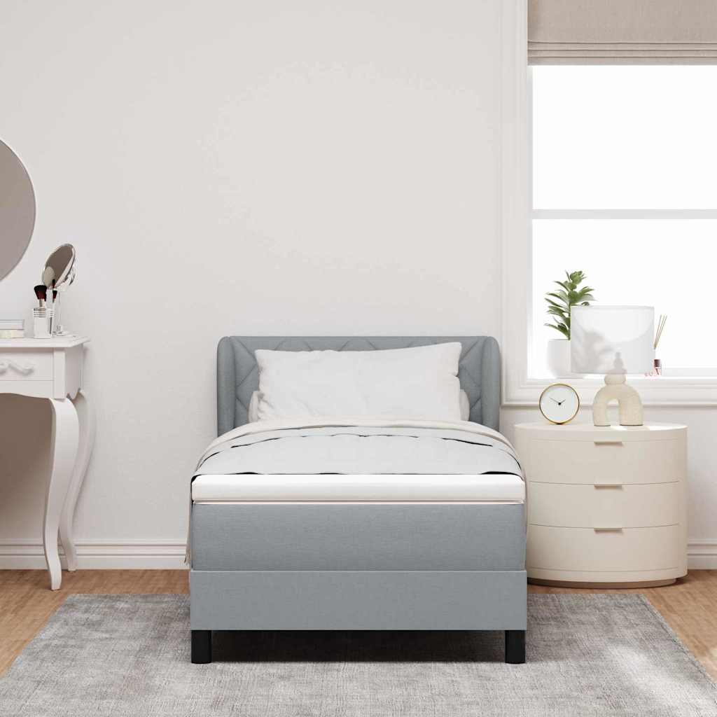 Box spring seng med hovedgærde Lysegrå 100 x 200 cm Stof