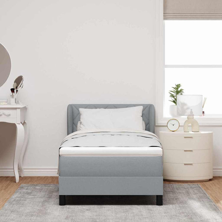 Box spring seng med hovedgærde Lysegrå 100 x 200 cm Stof