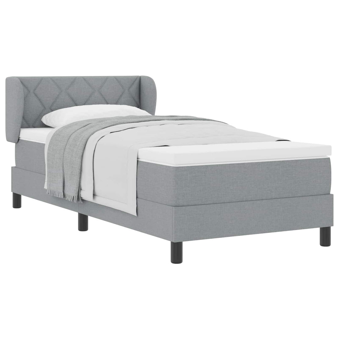Box spring seng med hovedgærde Lysegrå 100 x 200 cm Stof