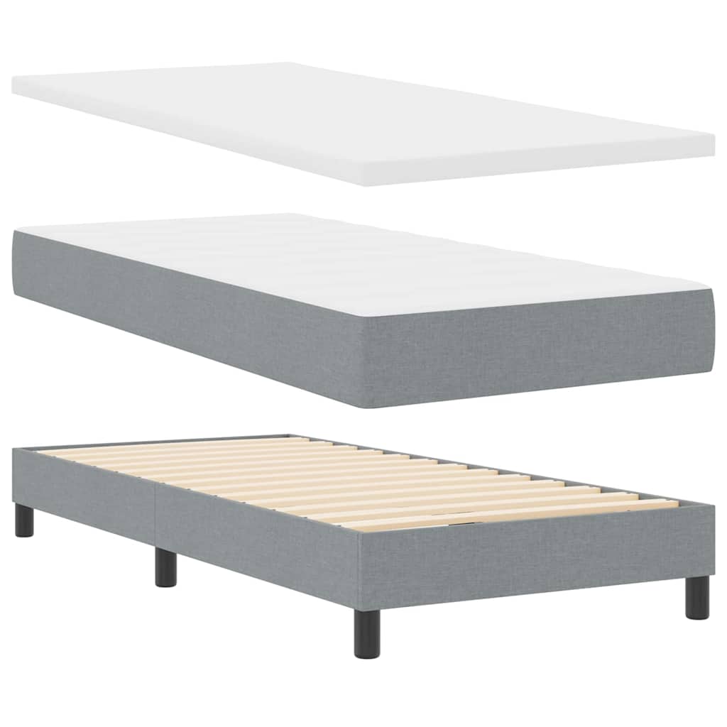 Box spring seng med hovedgærde Lysegrå 100 x 200 cm Stof