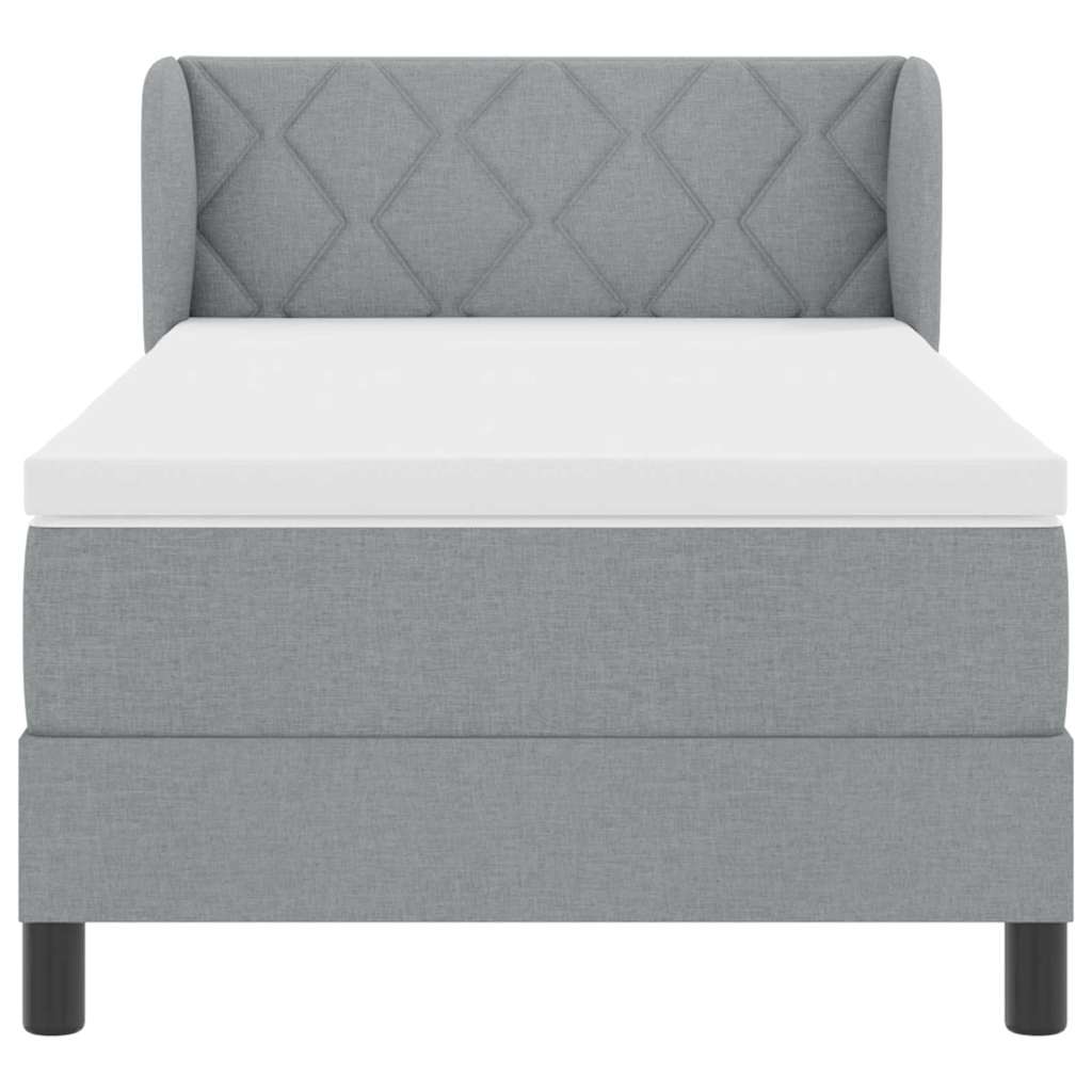 Box spring seng med hovedgærde Lysegrå 100 x 200 cm Stof