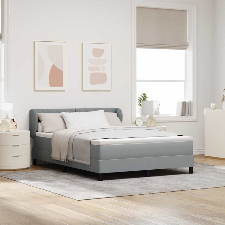 Box spring seng med hovedgærde Lysegrå 140 x 190 cm Stof
