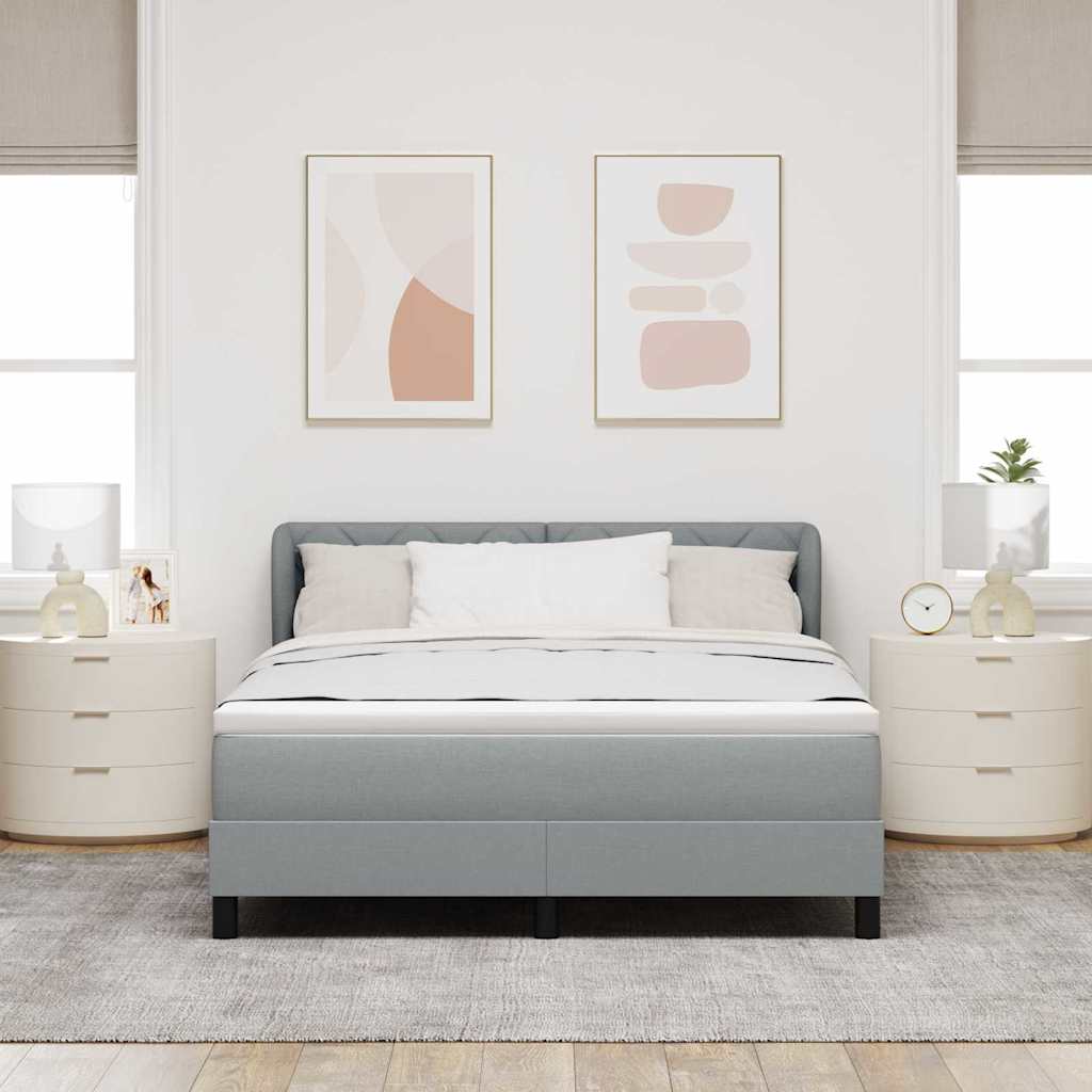 Box spring seng med hovedgærde Lysegrå 140 x 190 cm Stof