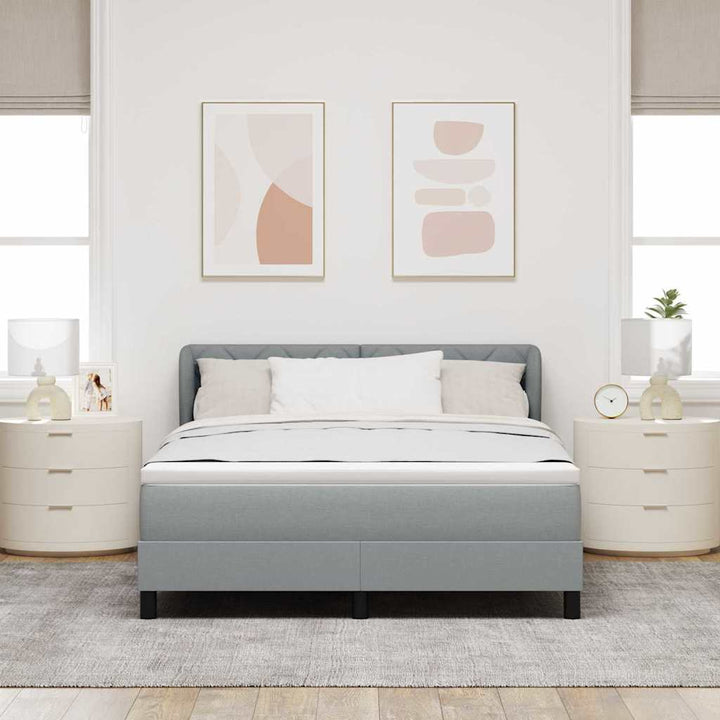 Box spring seng med hovedgærde Lysegrå 140 x 190 cm Stof