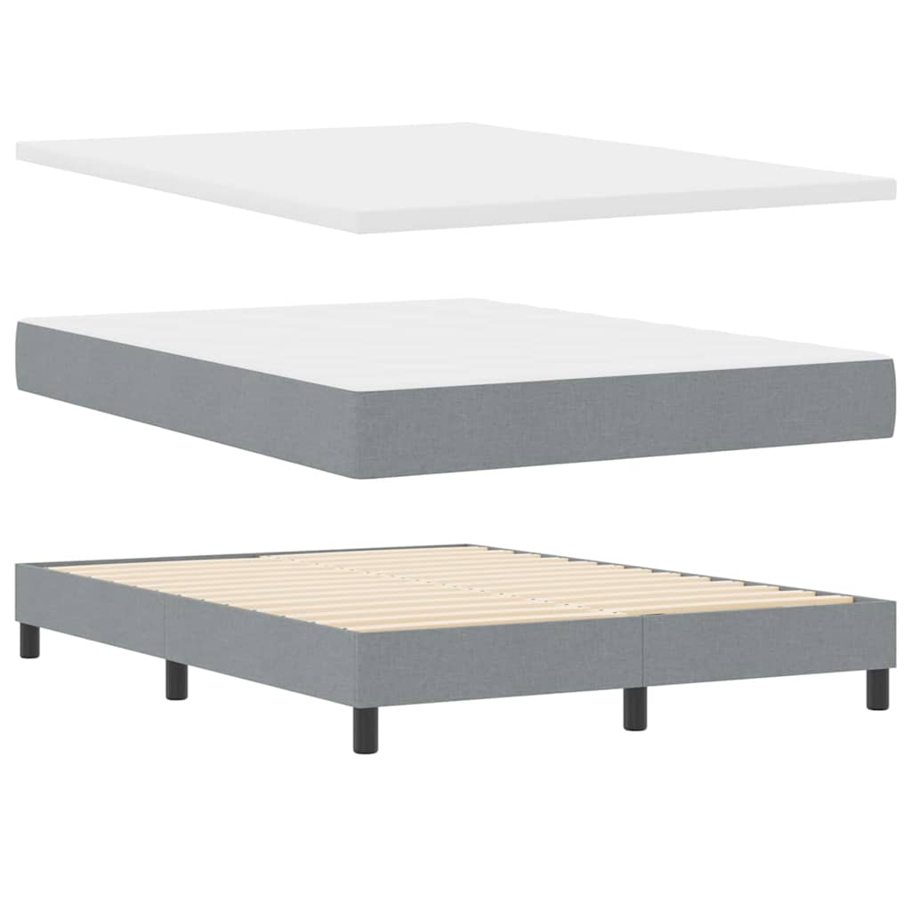 Box spring seng med hovedgærde Lysegrå 140 x 190 cm Stof