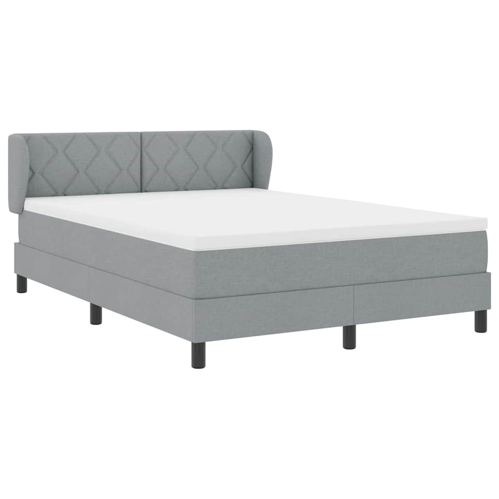 Box spring seng med hovedgærde Lysegrå 140 x 190 cm Stof