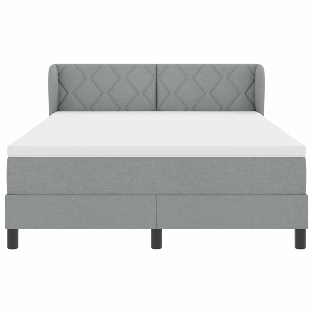 Box spring seng med hovedgærde Lysegrå 140 x 190 cm Stof