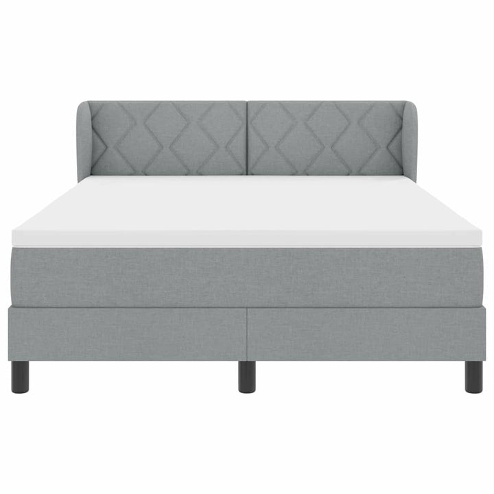 Box spring seng med hovedgærde Lysegrå 140 x 190 cm Stof