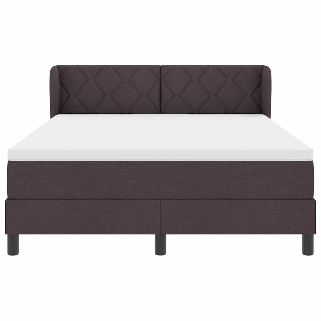 Box spring seng med hovedgærde Mørk Brun 140 x 190 cm Stof