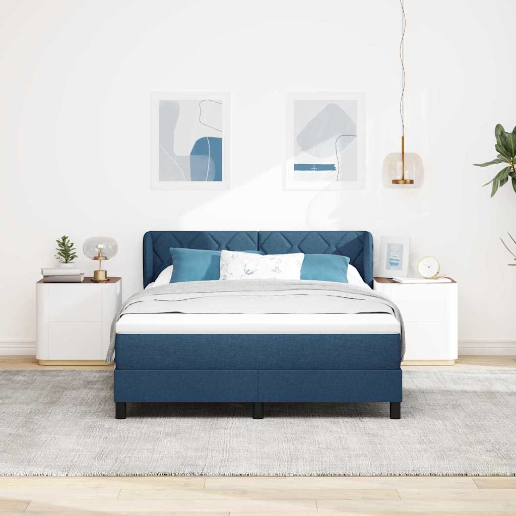Box spring seng med hovedgærde Blå 140 x 190 cm Stof